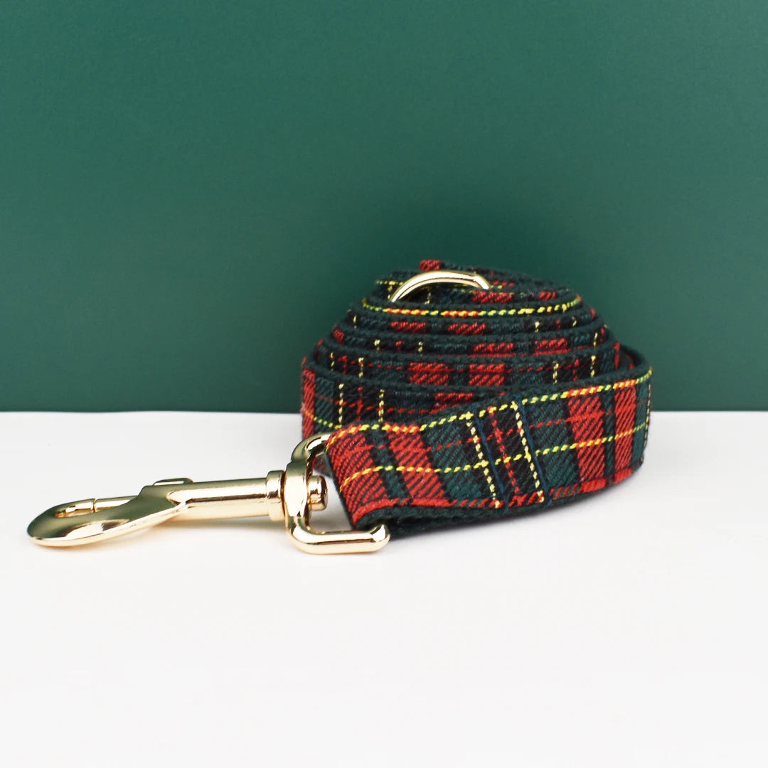 Plaid Dog Collar & Leash Set