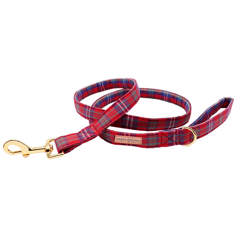 Tinsel Plaid Collar, Bow, and Leash