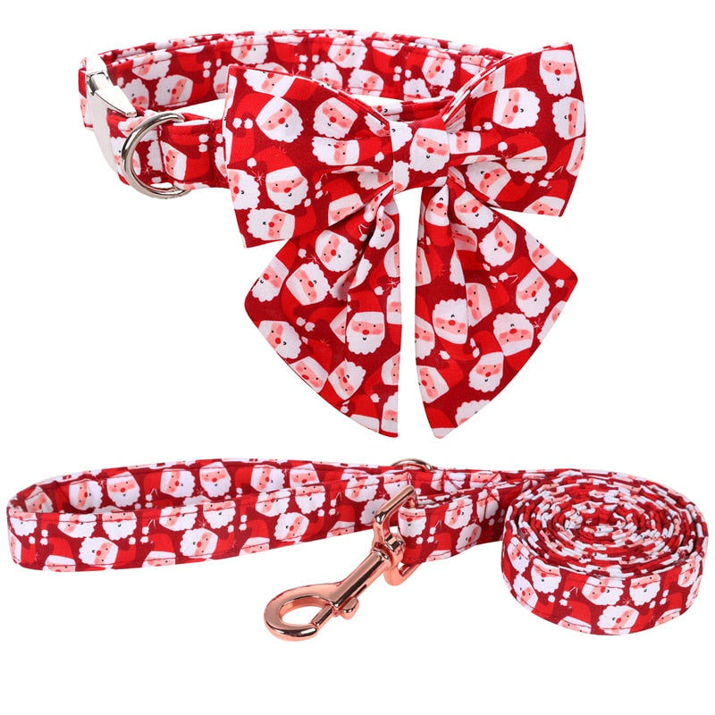 Santa Collar, Bow, and Leash