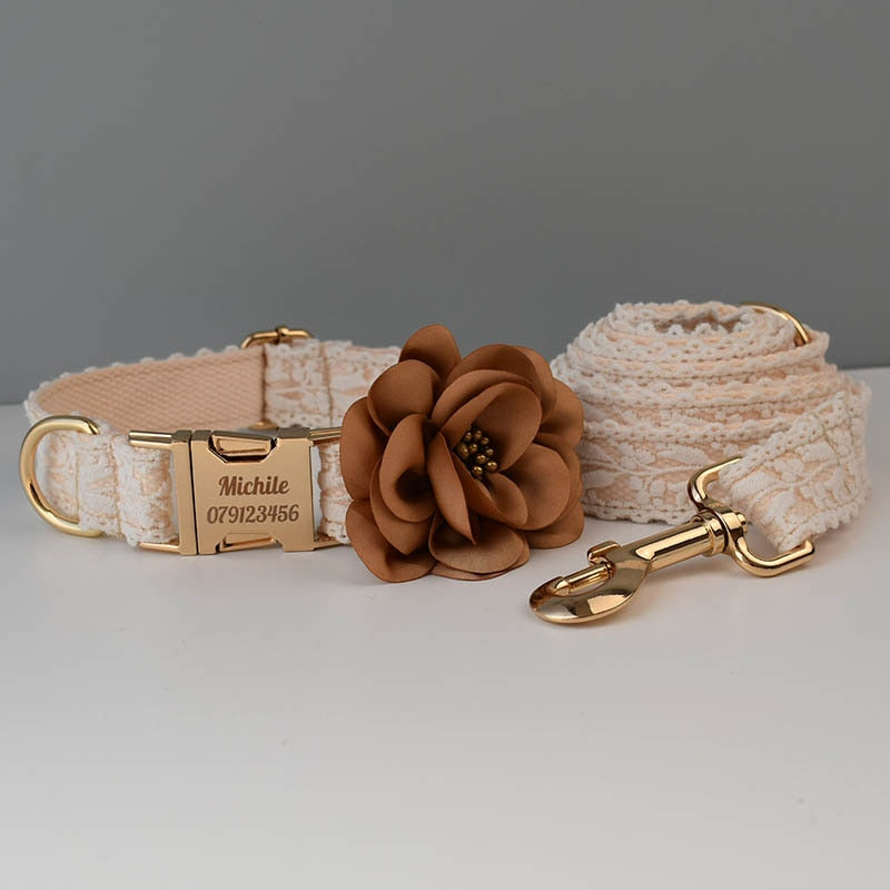 Chic Collar and Leash with Flower