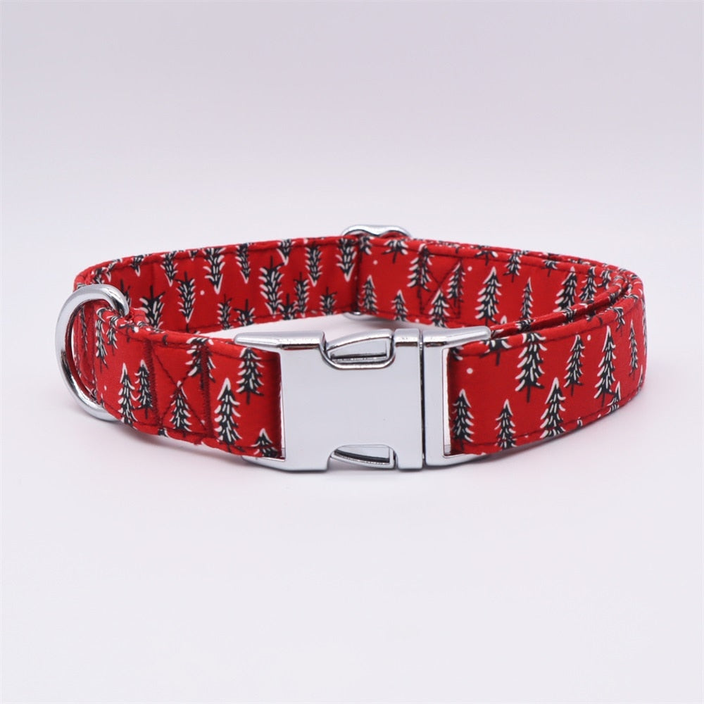 Christmas Forest Collar, Bow, and Leash