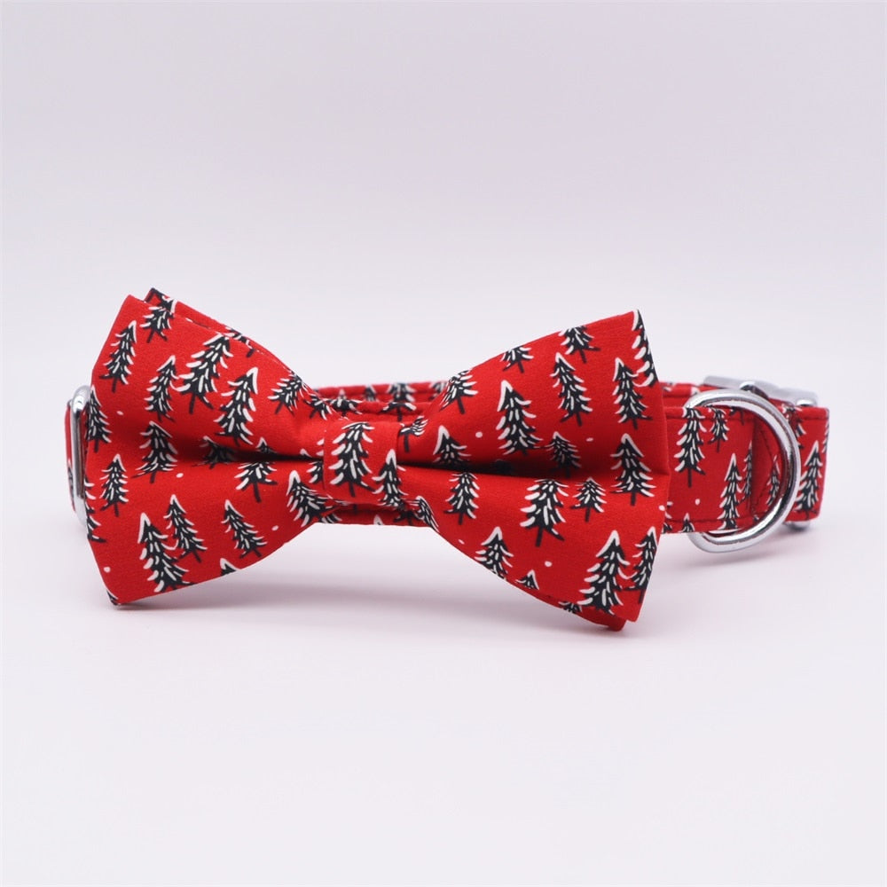 Christmas Forest Collar, Bow, and Leash