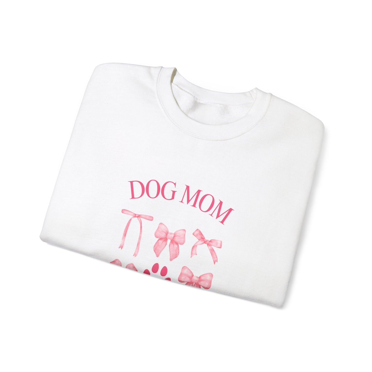 "Dog Mom" with Bows Crewneck Sweatshirt