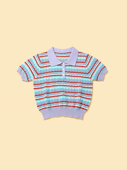 Pet & Me Spring Summer Lavender Crochet Short Sleeve Polo Shirt | Cutie Paw Co.