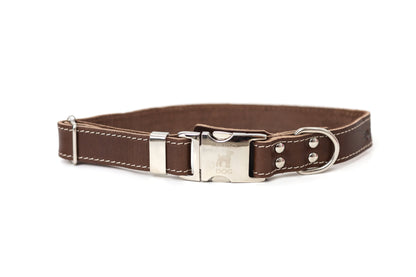 Chocolate Leather Dog Collar — Bestseller