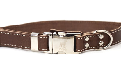 Chocolate Leather Dog Collar — Bestseller
