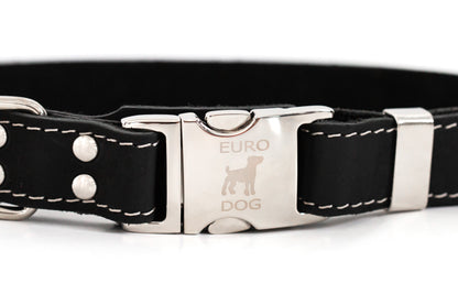 Midnight Black Leather Dog Collar — Bestseller detail view | Cutie Paw Co.