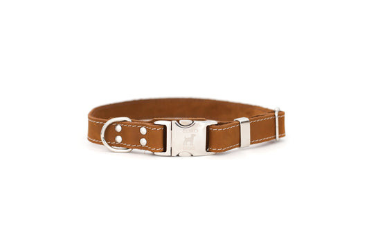 Earth Brown Leather Dog Collar — Bestseller