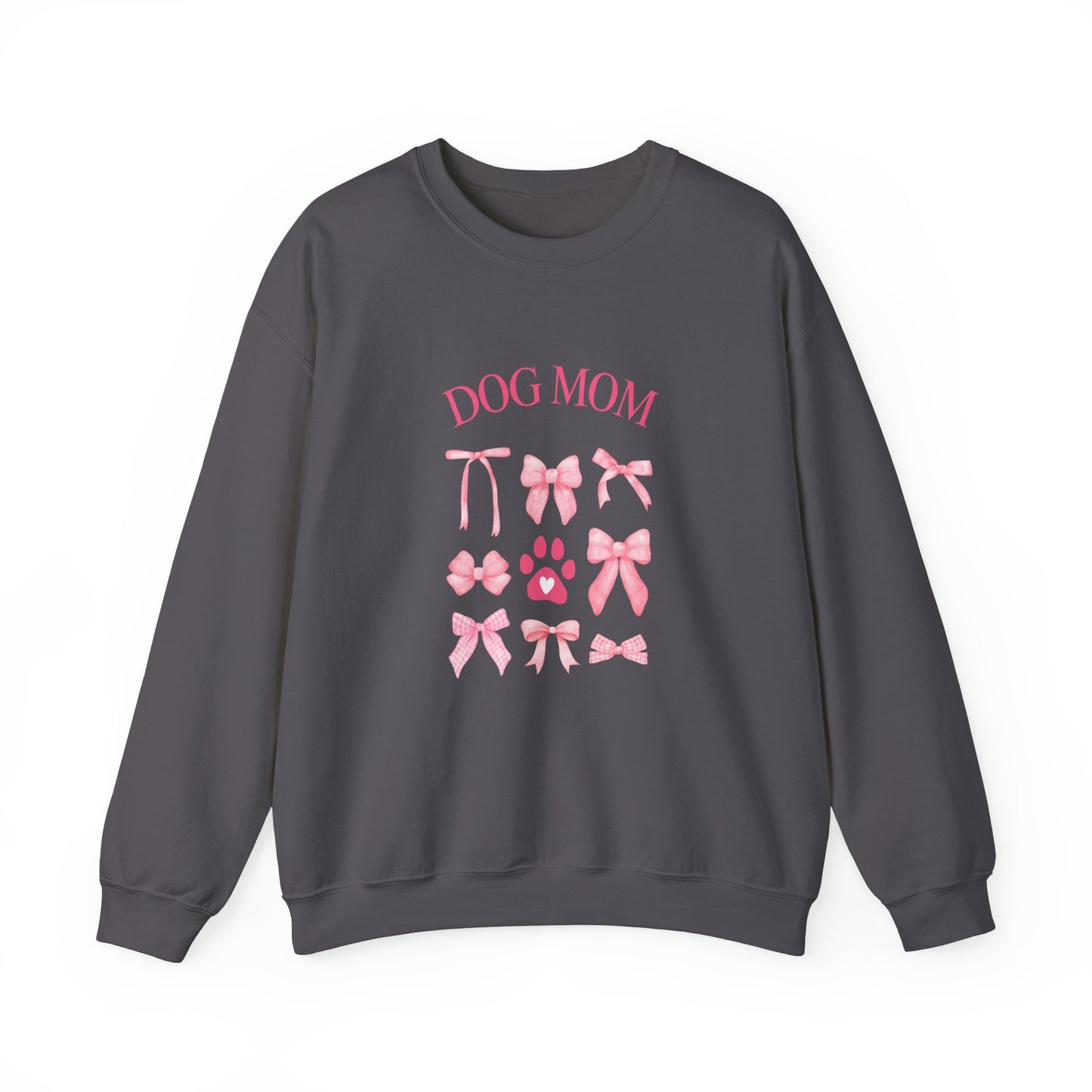 "Dog Mom" with Bows Crewneck Sweatshirt