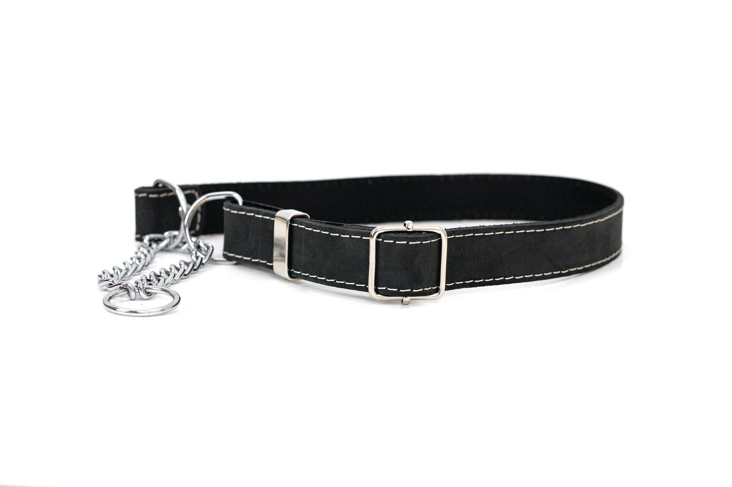 Martingale Midnight Black Leather Dog Collar | Cutie Paw Co.
