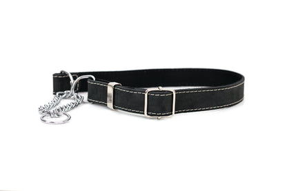 Martingale Midnight Black Leather Dog Collar | Cutie Paw Co.