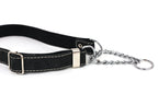 Martingale Midnight Black Leather Dog Collar