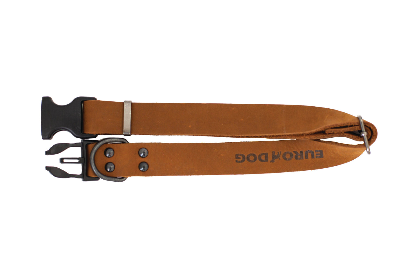 Sport Style Earth Brown Leather Dog Collar detail view | Cutie Paw Co.