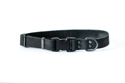 Sport Style Midnight Black Leather Dog Collar | Cutie Paw Co.