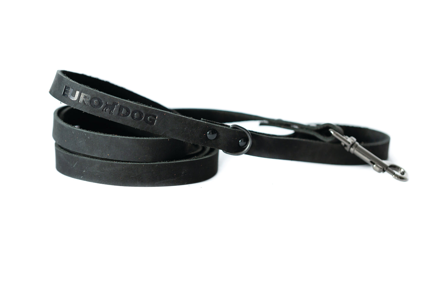 Black Sport Leather Dog Leash