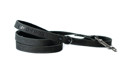 Black Sport Leather Dog Leash