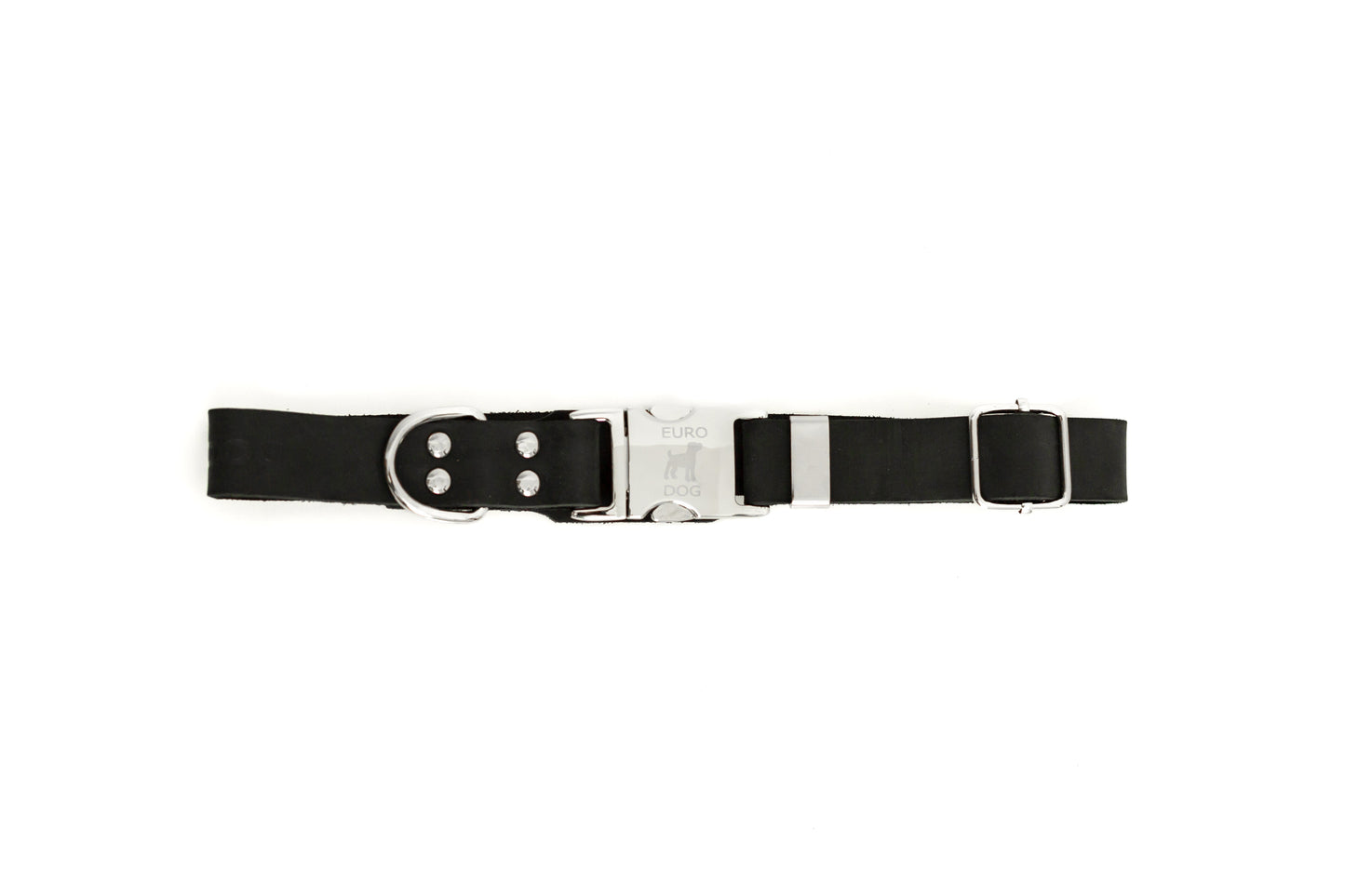 Modern Style Quick-Release Midnight Black Leather Dog Collar