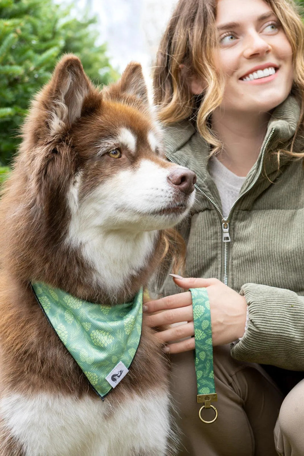 Pine Cone Pup Wristlet Keychain detail view | Cutie Paw Co.