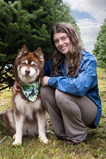 Evergreen Explorer Dog Bandana detail view | Cutie Paw Co.