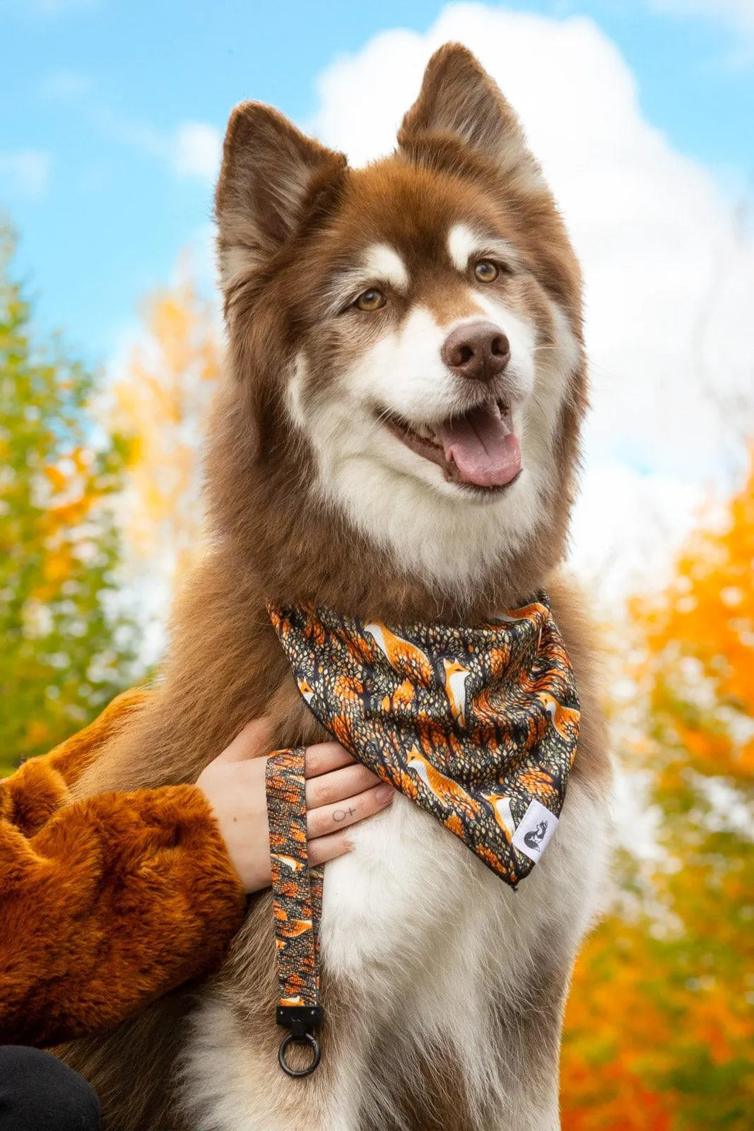 Foxes in Fall Wristlet Keychain detail view | Cutie Paw Co.