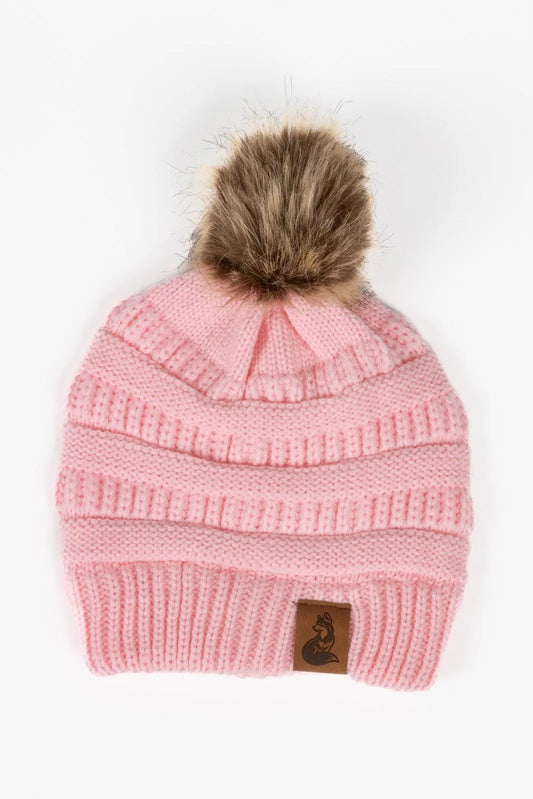 Dianthus Pink Ribbed Beanie with Pom | Cutie Paw Co.