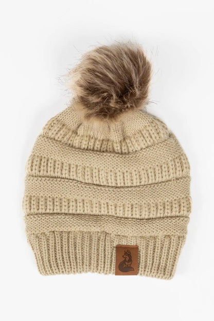 Biscotti Ribbed Knit Hat with Pom | Cutie Paw Co.