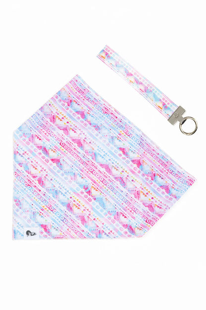 Pink and Blue Tribal Dog Bandana & Matching Keychain | Cutie Paw Co.