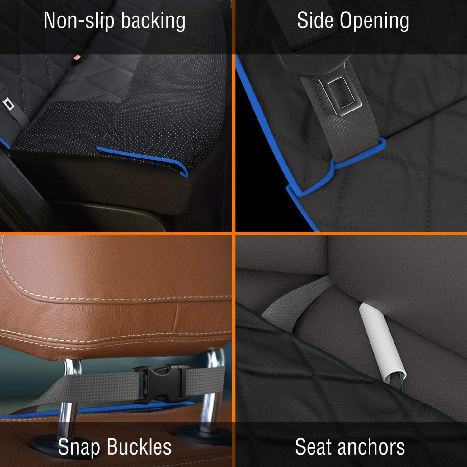 Dog Car Seat Cover for Back Seat, Waterproof Vehicle Protector, Durable Scratch Proof Nonslip Pet Protection, Machine Washable, XL, Blue