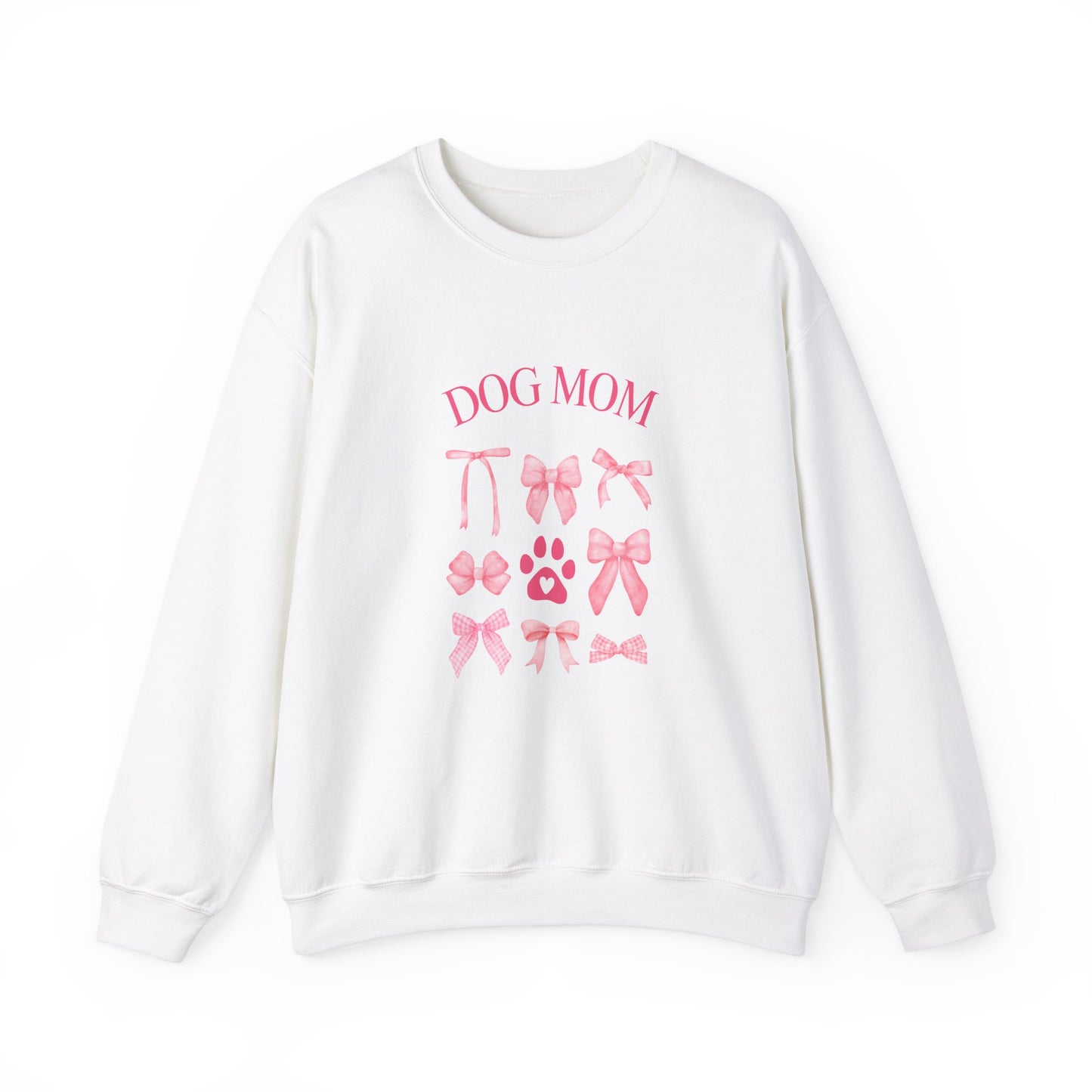 "Dog Mom" with Bows Crewneck Sweatshirt