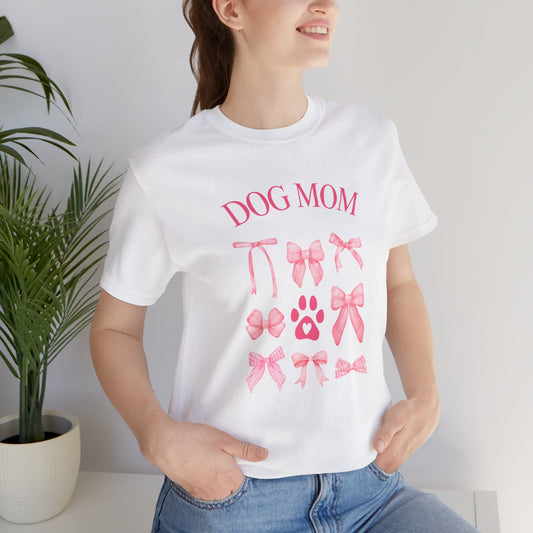 "Dog Mom" with Bows Short Sleeve Tee