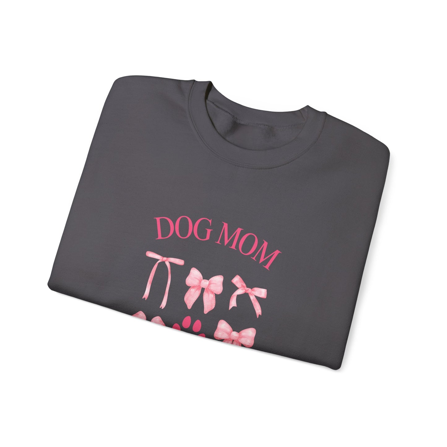 "Dog Mom" with Bows Crewneck Sweatshirt