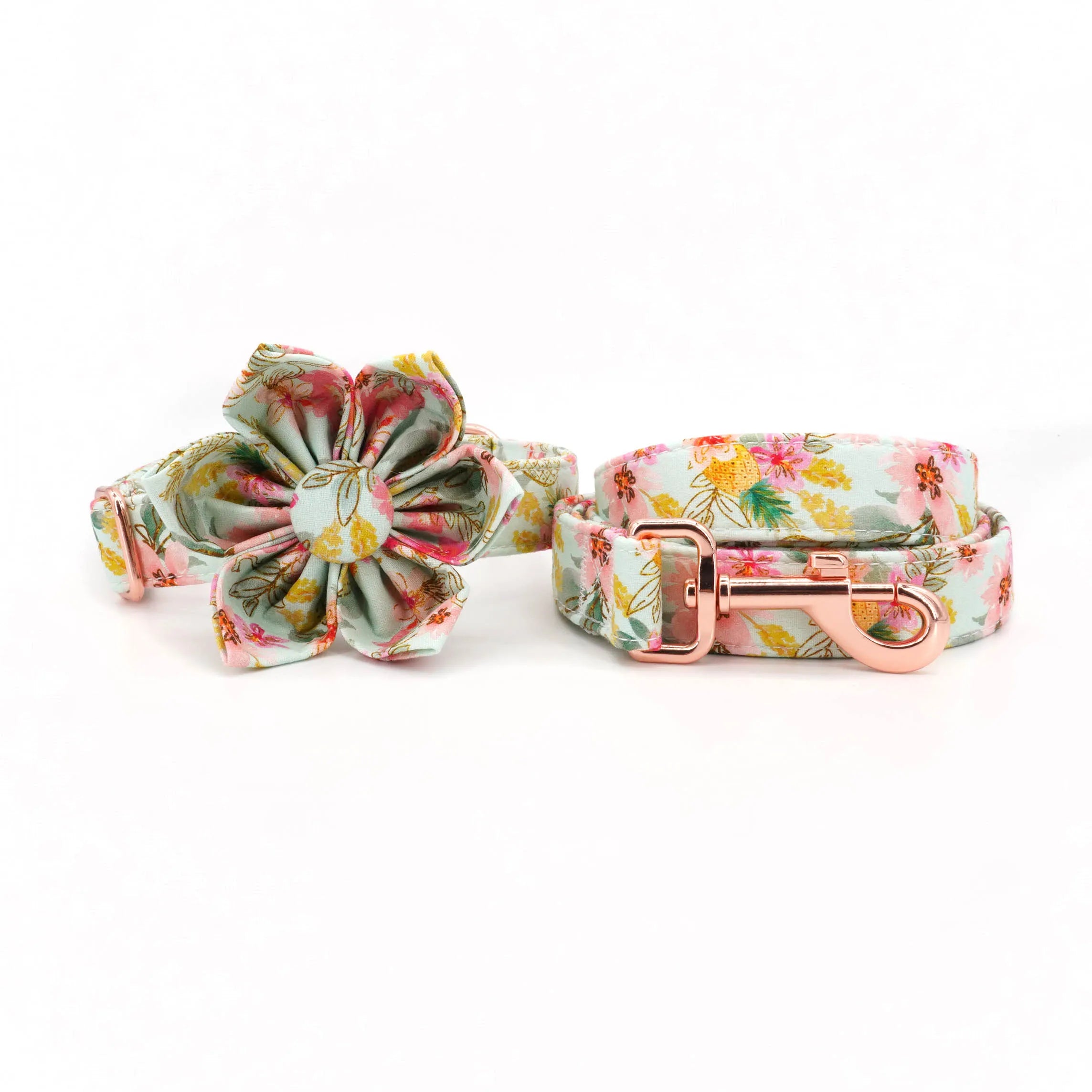 Summer Tropical Dog Flower Collar with Matching Leash & Engraved Dog ID