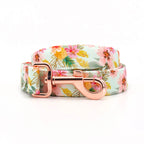 Summer Tropical Dog Flower Collar with Matching Leash & Engraved Dog ID