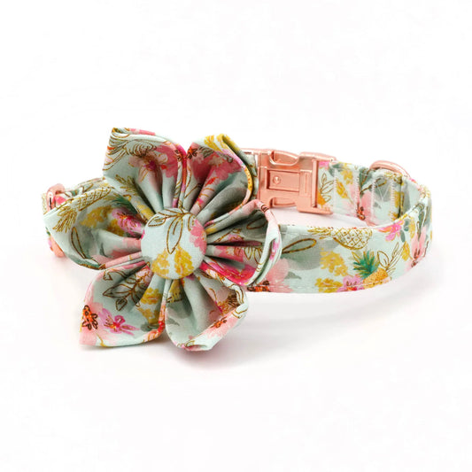 Summer Tropical Flower Dog Collar & Leash Set