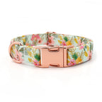 Summer Tropical Dog Flower Collar with Matching Leash & Engraved Dog ID