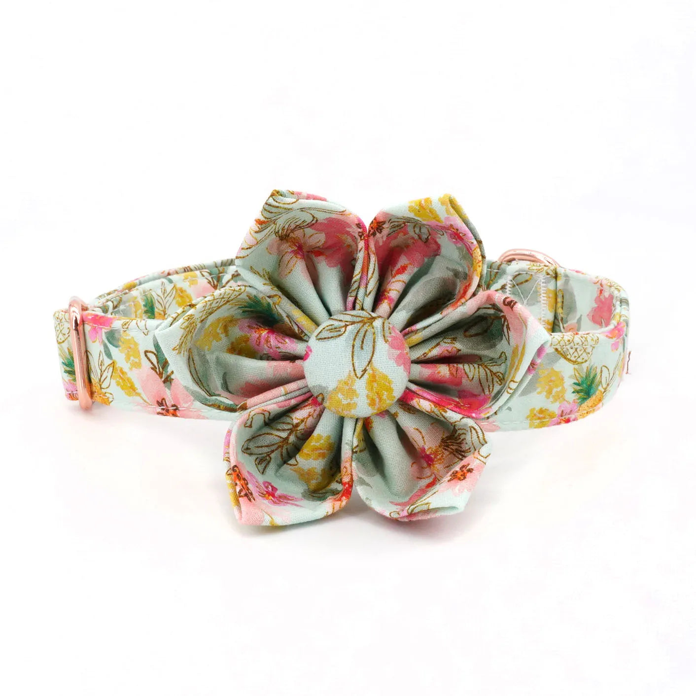 Summer Tropical Dog Flower Collar with Matching Leash & Engraved Dog ID