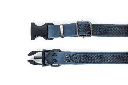 Celtic Blue Jeans Leather Dog Collar