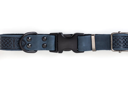Celtic Blue Jeans Leather Dog Collar