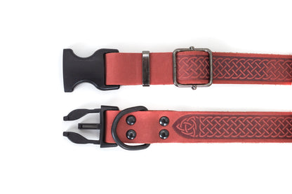 Celtic Coral Reef Leather Dog Collar