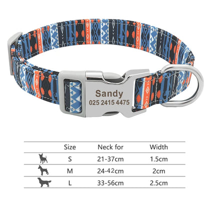 Adjustable Nylon Dog Collar with Engraved ID