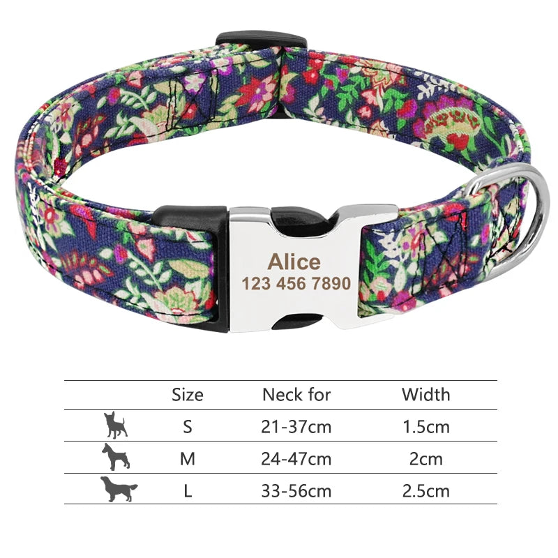 Adjustable Nylon Dog Collar with Engraved ID