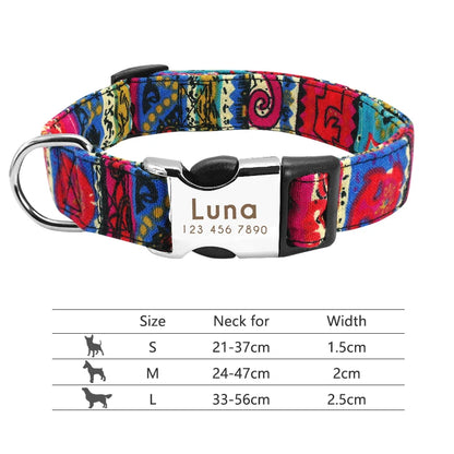Adjustable Nylon Dog Collar with Engraved ID