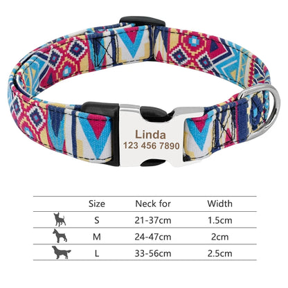 Adjustable Nylon Dog Collar with Engraved ID