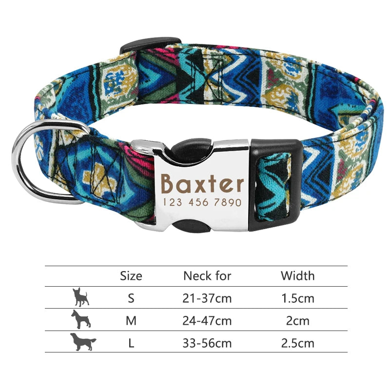 Adjustable Nylon Dog Collar with Engraved ID