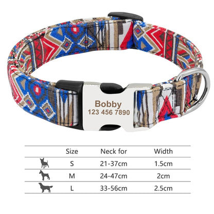 Adjustable Nylon Dog Collar with Engraved ID