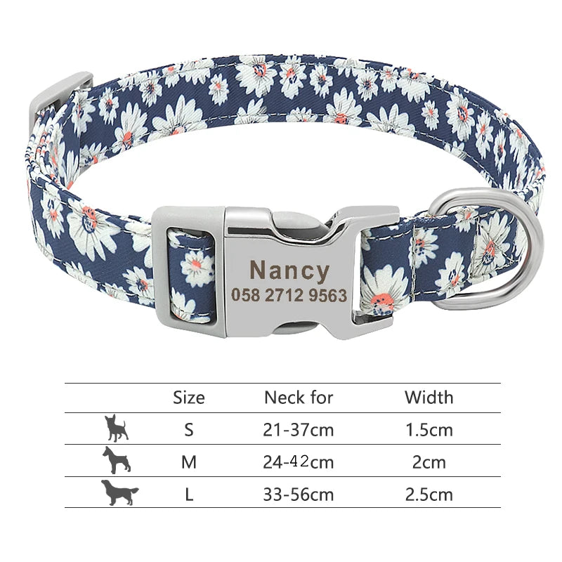 Adjustable Nylon Dog Collar with Engraved ID
