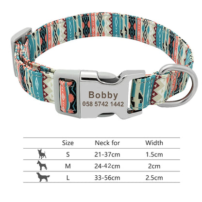 Adjustable Nylon Dog Collar with Engraved ID