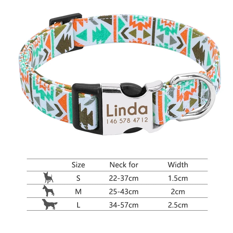 Adjustable Nylon Dog Collar with Engraved ID