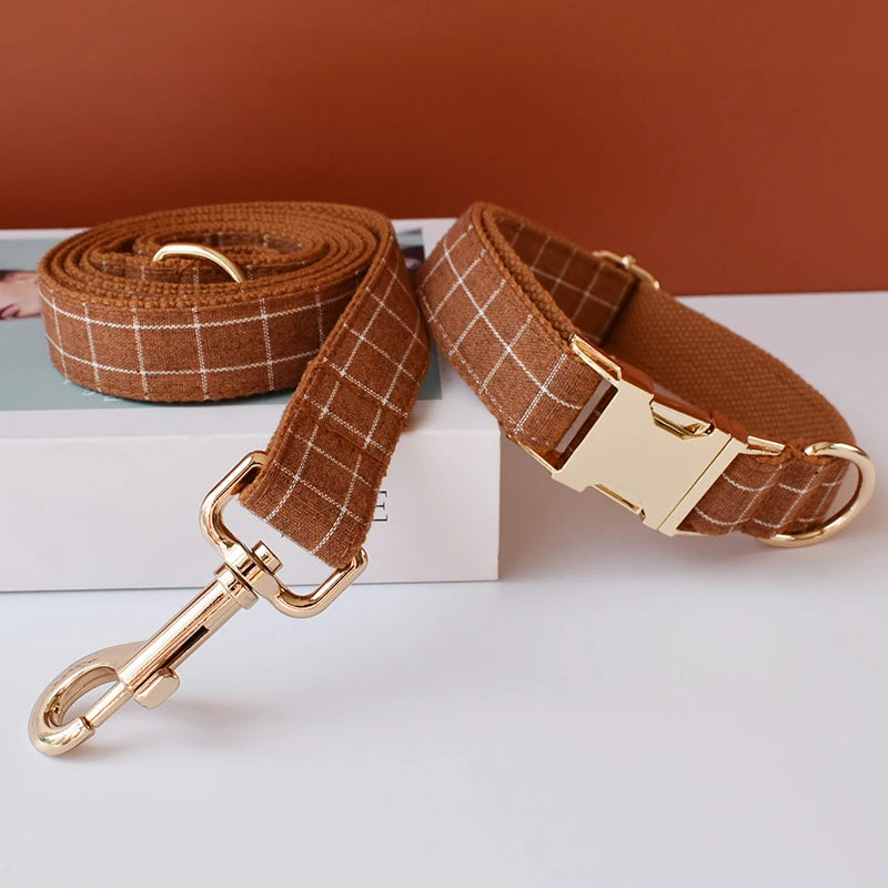 Plaid Dog Collar & Leash Set