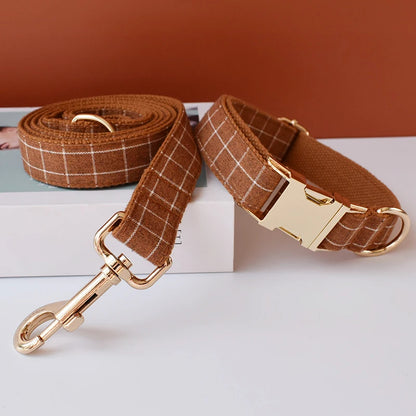 Plaid Dog Collar & Leash Set